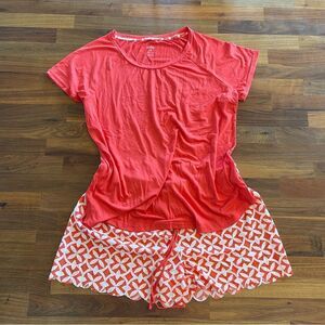 🍋 Gilligan & O'Malley • Sleepwear Pajama Short Set Red Coral Scalloped Size M